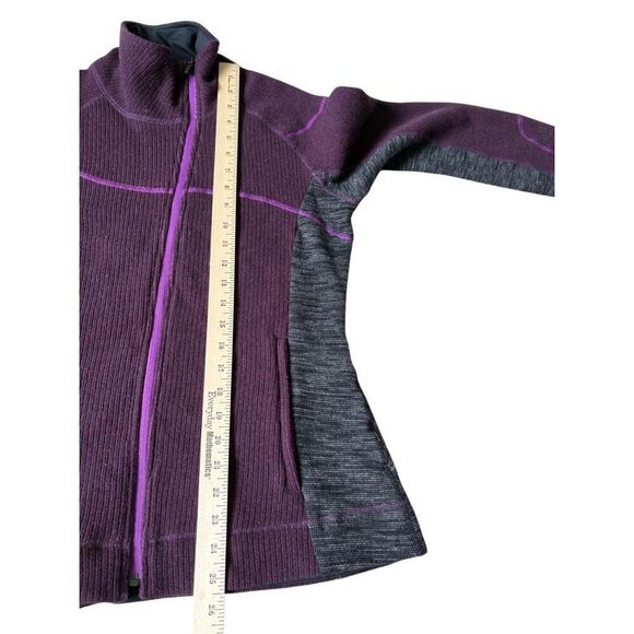 Title Nine Wool Blend Jacket Size M Full Asymmetrical Zip Pockets Sweater Purple - Picture 5 of 9